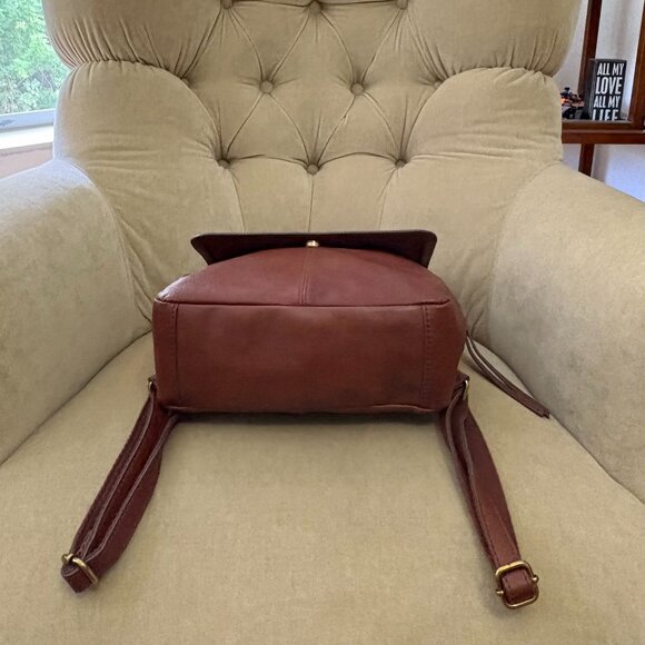 Auth FOSSIL Iconic CLAIRE Brown Grain Leather Backpack Purse - Picture 5 of 6